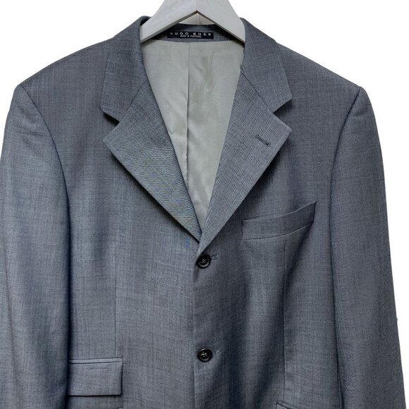 HUGO BOSS Mens Jacket 42R Light Wool Blazer Blue Gray Sport Coat - Picture 2 of 11